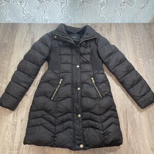 La Coalition Puffer Jacket Long Black Fur Lined * Juniors Size Small *No hood*